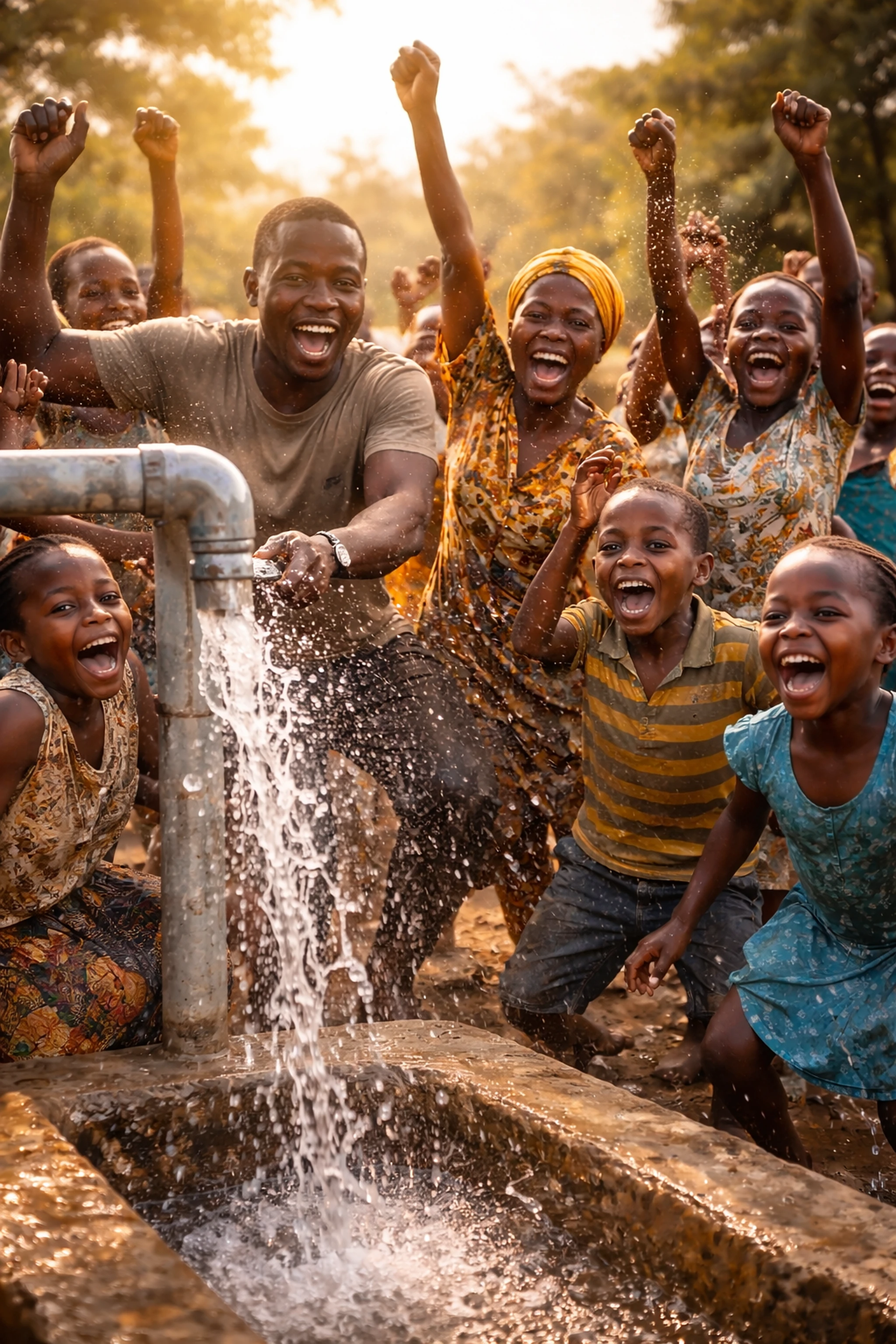 Community celebrating clean water access