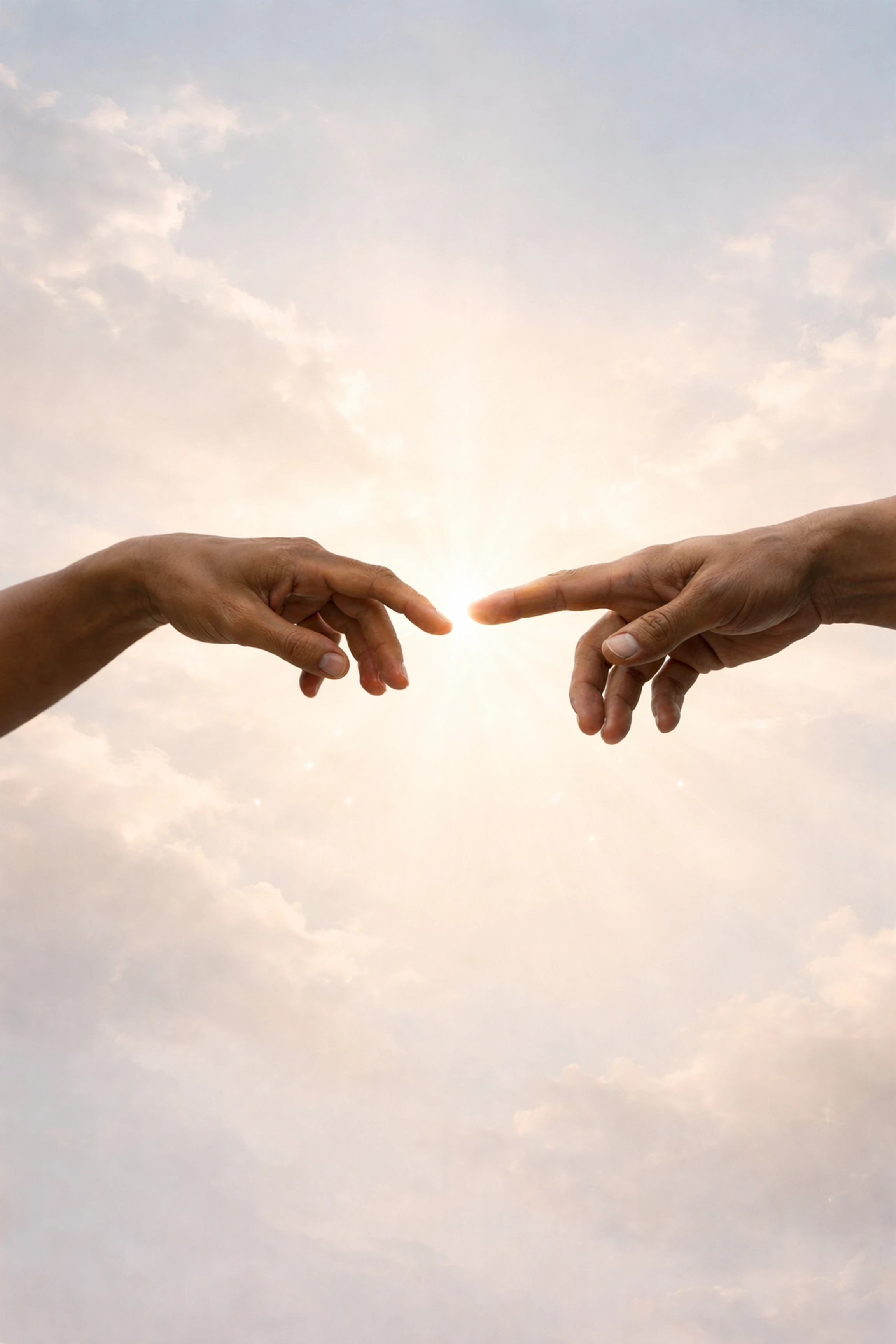 Two hands reaching toward each other